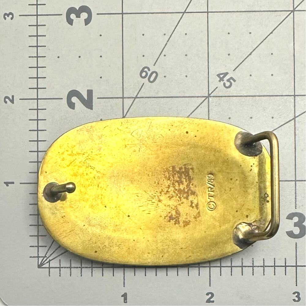 TR 1989 vintage gold tone solid bronze copper Southwestern unisex belt buckle - Picture 7 of 7